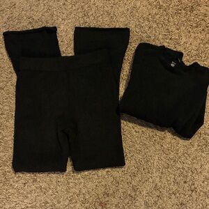 VS Black soft outfit flare pants and crop long sleeve